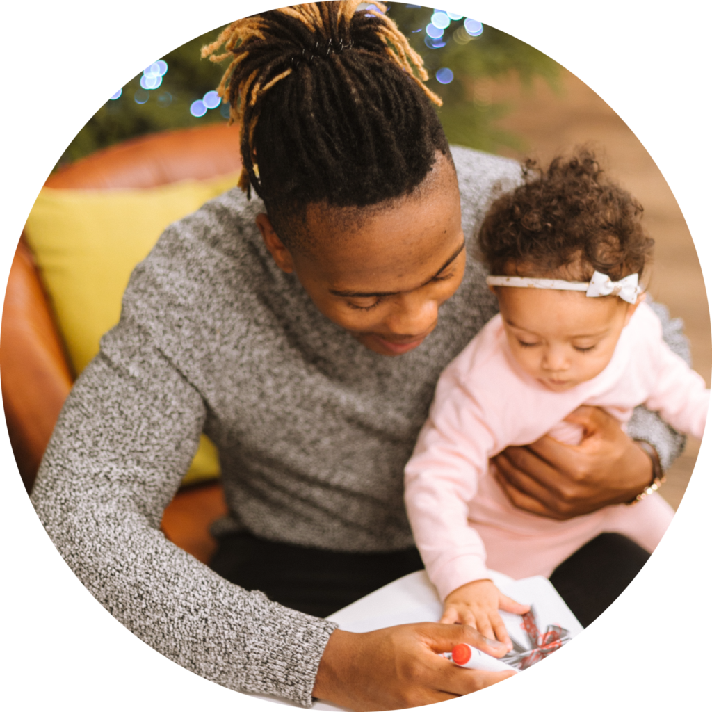 Parent and child coloring together